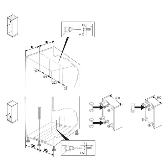 Olona 400, all inclusive pull-out unit, height 1900 - 2250 mm, width 300 to 400 mm, anthracite