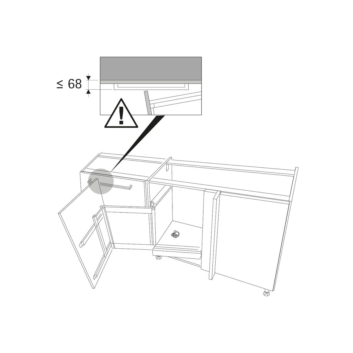 Goro 200, corner unit pull-out system, all inclusive set, front width 450 mm, Design left or Right, anthracite Colour