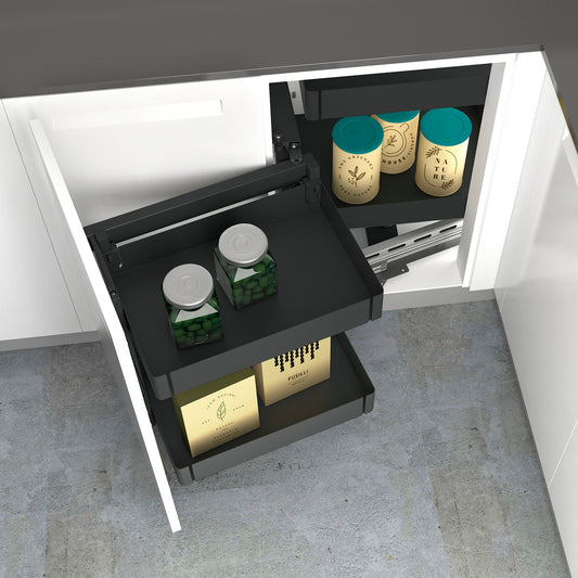 Goro 400, corner unit pull-out system, all inclusive set, front width 450 mm, Design left or Right, anthracite Colour