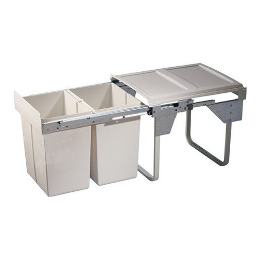 Double waste bin, Oska-H 30 ltr capacity, 2 x 15L WHITE