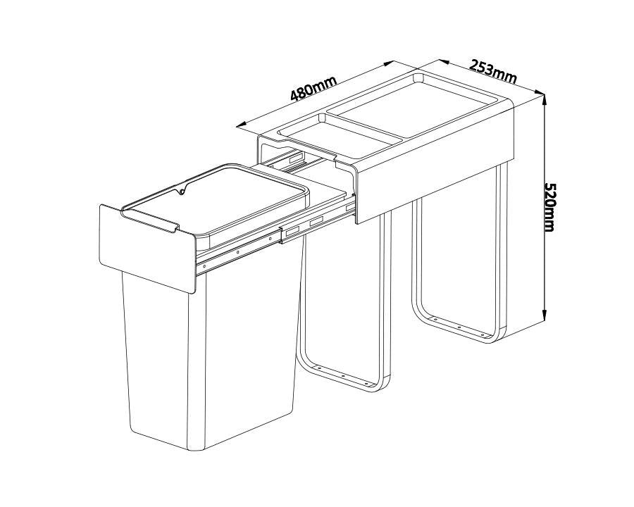 Kia Ora 30L OPTIO bins (1x30L) Kitchen Bin in Dark Grey K30SINGLE