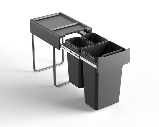 Kia Ora 46L OPTIO bins (2x10L + 1x26L) in Dark Grey K46