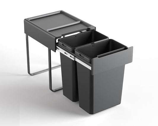 Kia Ora 60L OPTIO bins (2X30L) in Dark Grey K60