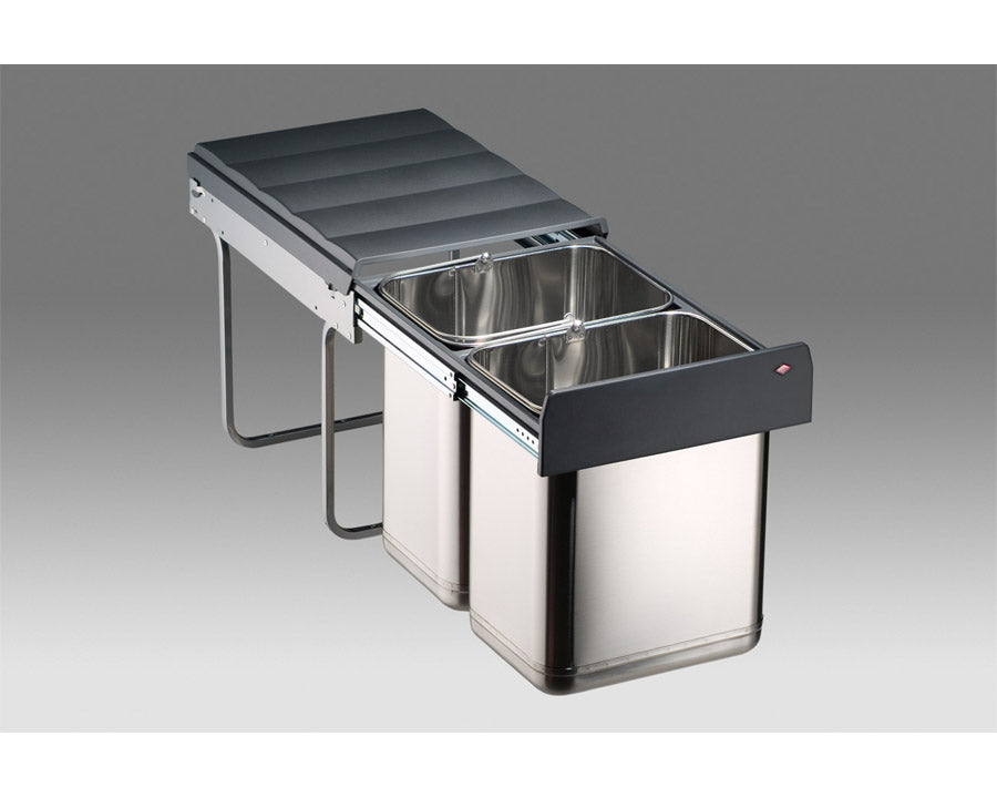 Wesco 40 litre Double Pull Out Kitchen Cupboard Bin Stainless Steel
