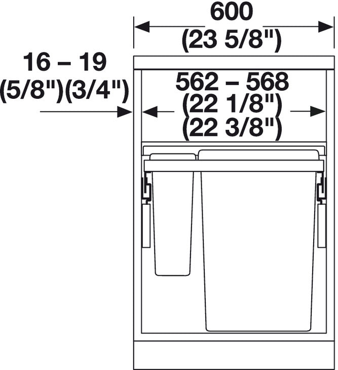 Waste Bin, Double Pull Out Kitchen Cupboard Bin Hailo Euro Cargo ST60