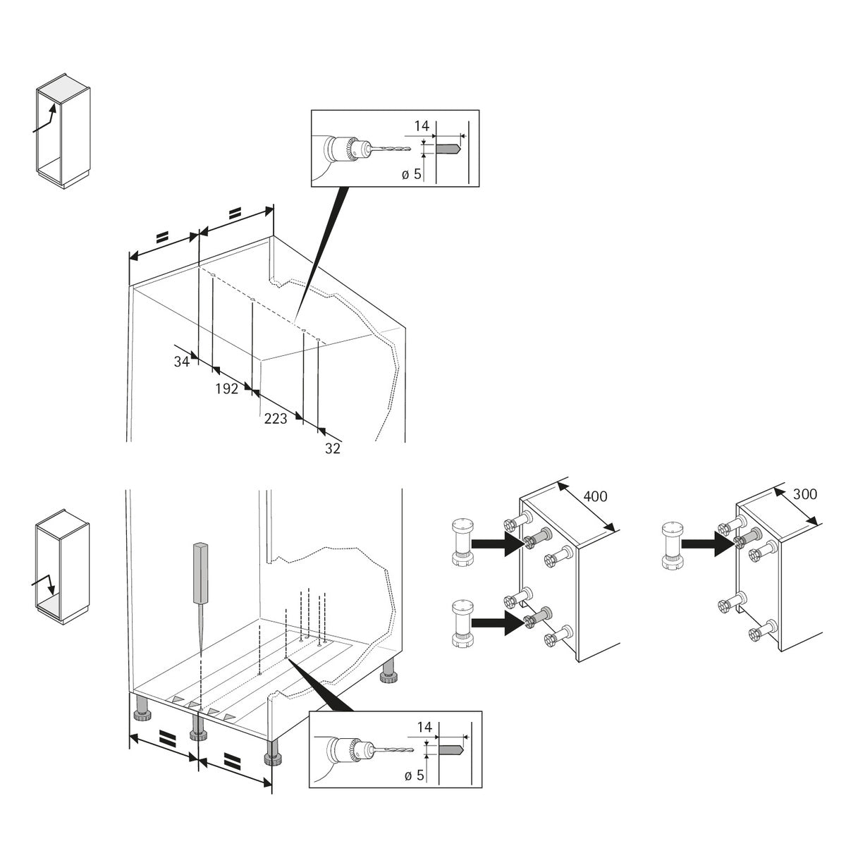 Olona 200, all inclusive pull-out unit, height 1900 - 2250 mm, width 300 to 400 mm, anthracite