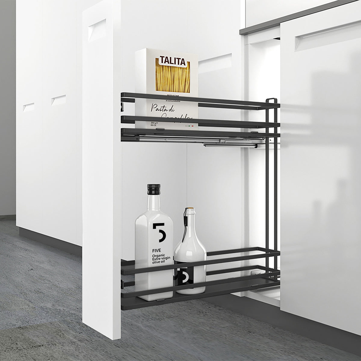 Lario 400 pull-out unit, cabinet body width 200, 2-tier, anthracite