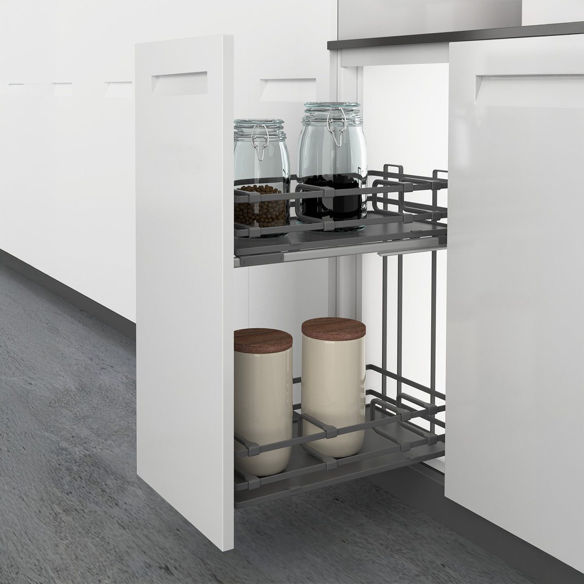 Lario 400 pull-out unit, cabinet body width 400, 2-tier, anthracite