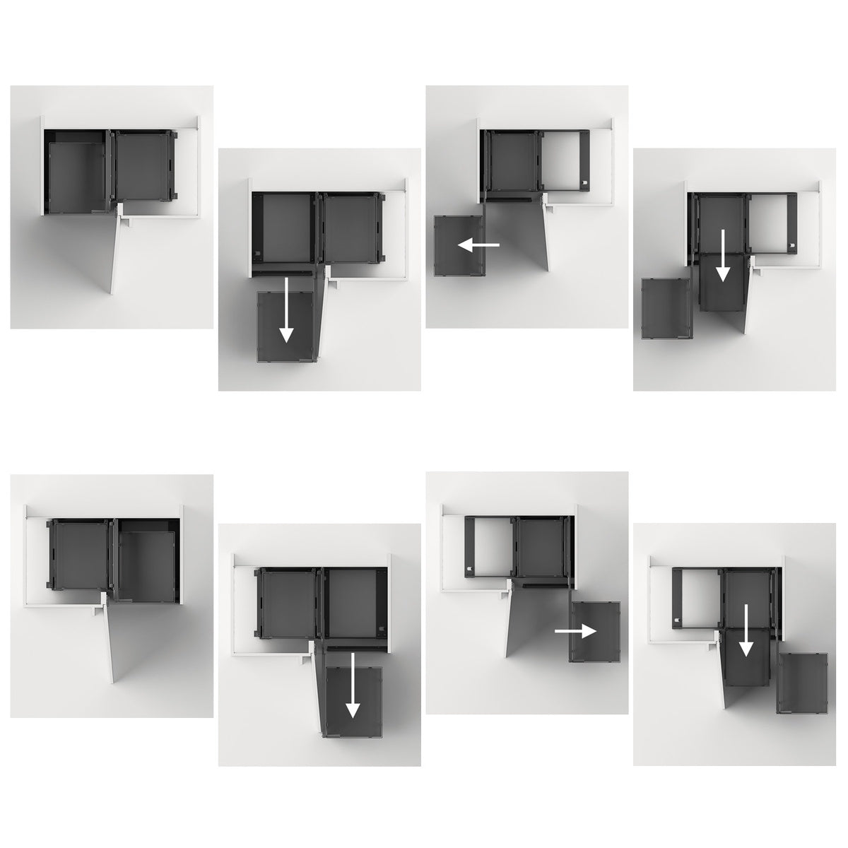 Orta 200, corner unit pull-out system, all inclusive set, front width 450 mm, left / right, anthracite colour