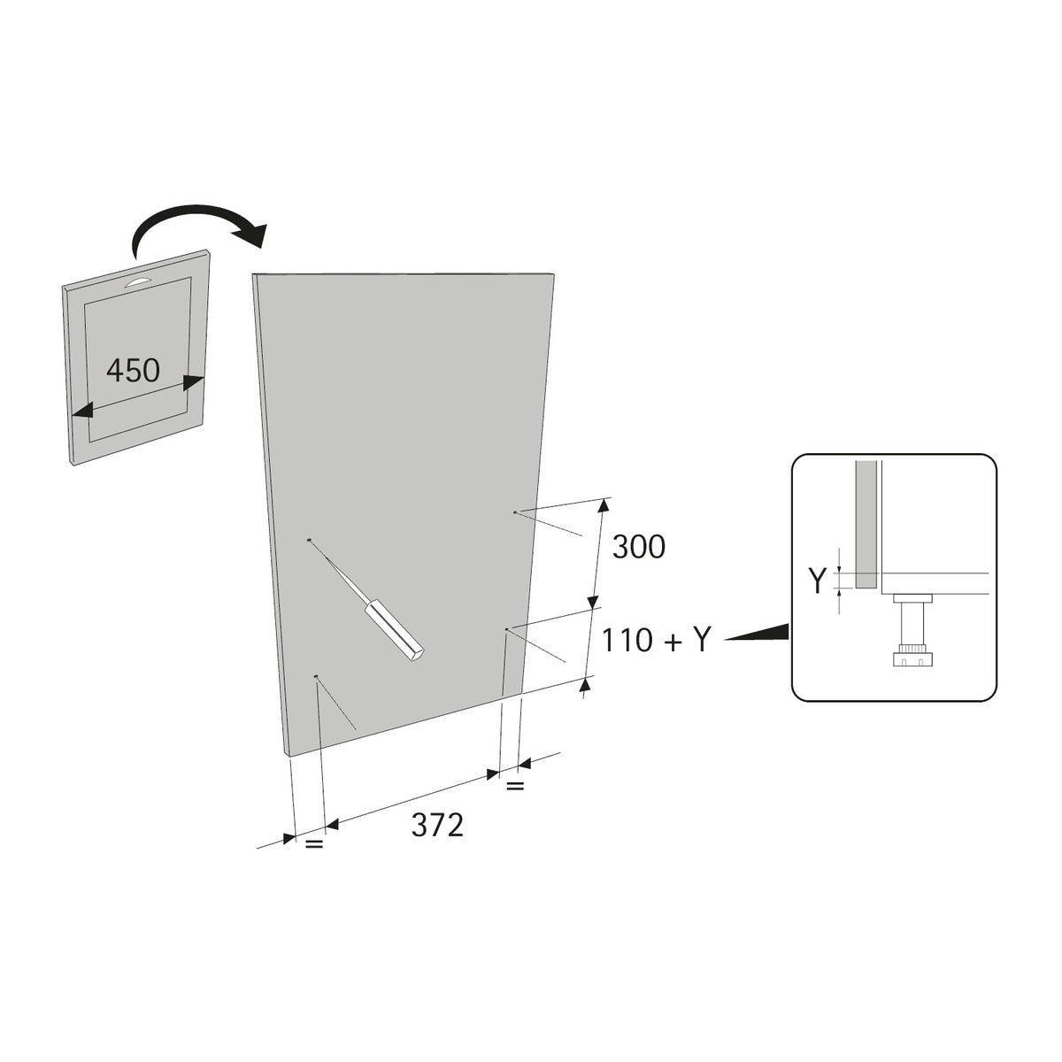 Goro 200, corner unit pull-out system, all inclusive set, front width 450 mm, Design left or Right, anthracite Colour