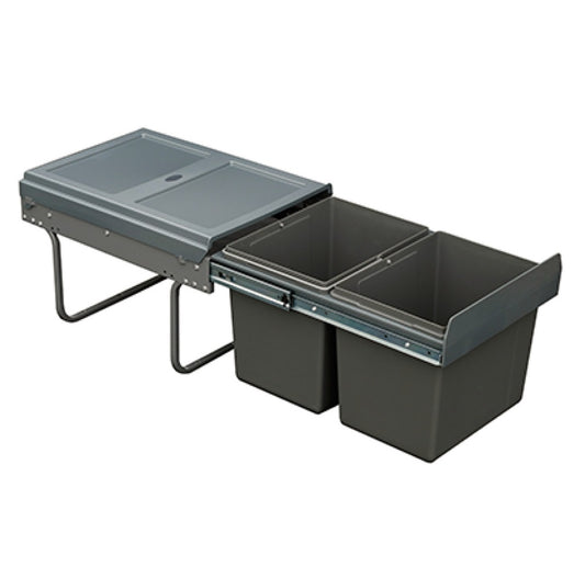 Double waste bin, Oska-H 40 ltr capacity, 2 x 20 DARK GREY