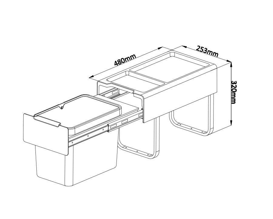 Kia Ora 19L OPTIO (1x19L) Kitchen Bin in Dark Grey K19