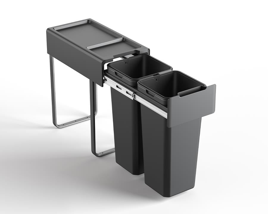 Kia Ora 34L OPTIO bins (2x17L) in Dark Grey K34