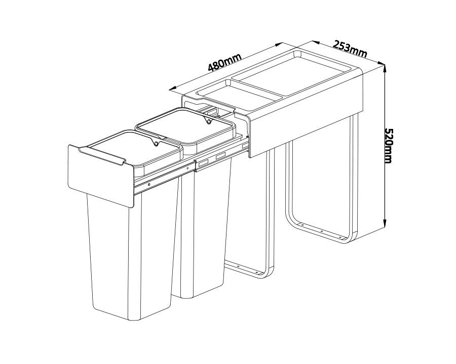Kia Ora 34L OPTIO bins (2x17L) in Dark Grey K34