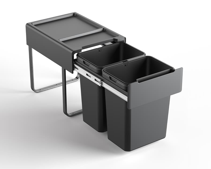 Kia Ora 40L OPTIO bins (2x20L) in Dark Grey K40