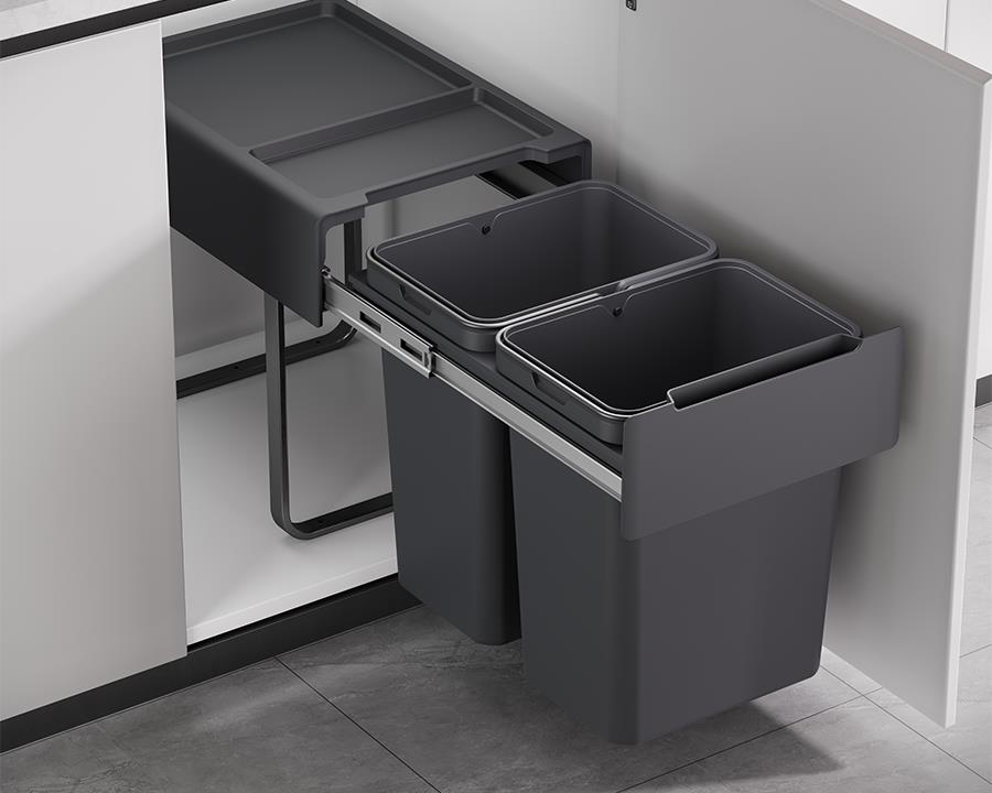 Kia Ora 40L OPTIO bins (2x20L) in Dark Grey K40