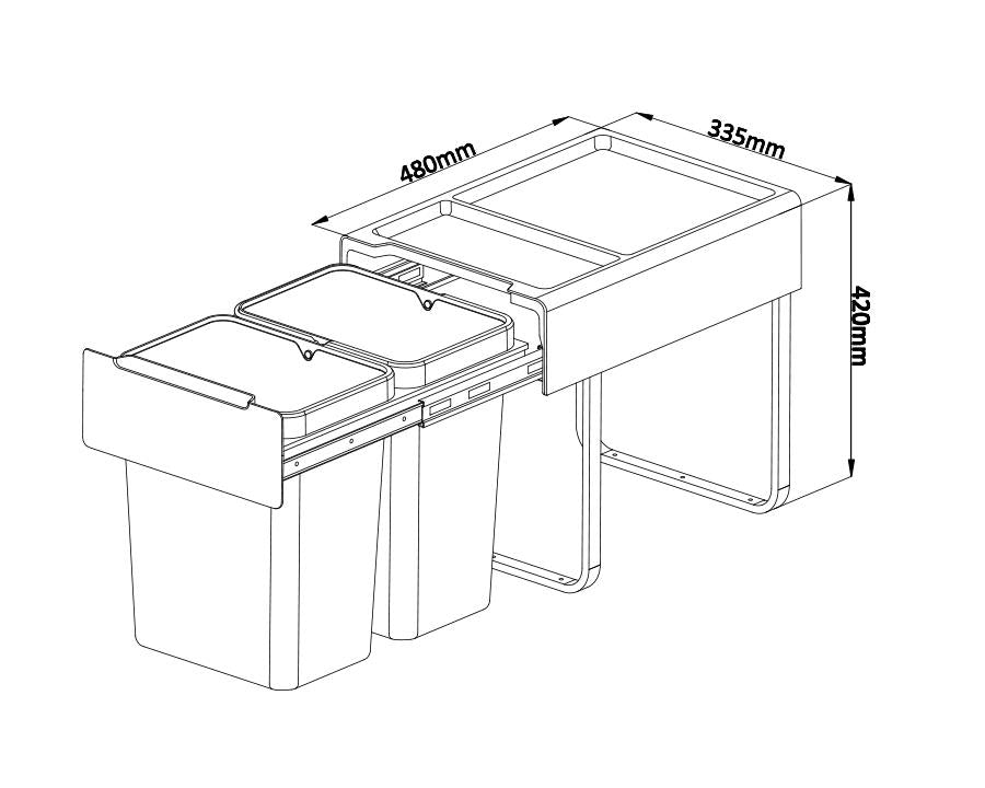 Kia Ora 40L OPTIO bins (2x20L) in Dark Grey K40