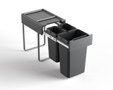 Kia Ora 46L OPTIO bins (2x10L + 1x26L) in Dark Grey K46