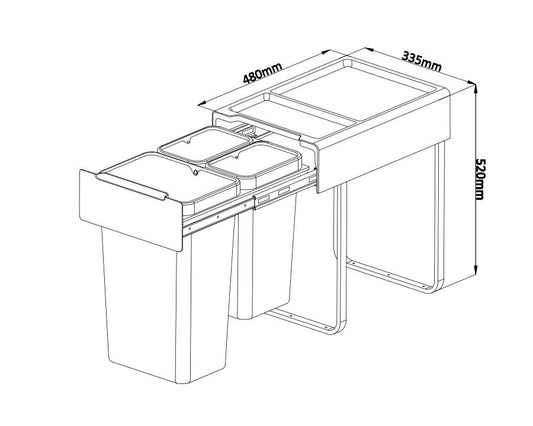 Kia Ora 46L OPTIO bins (2x10L + 1x26L) in Dark Grey K46