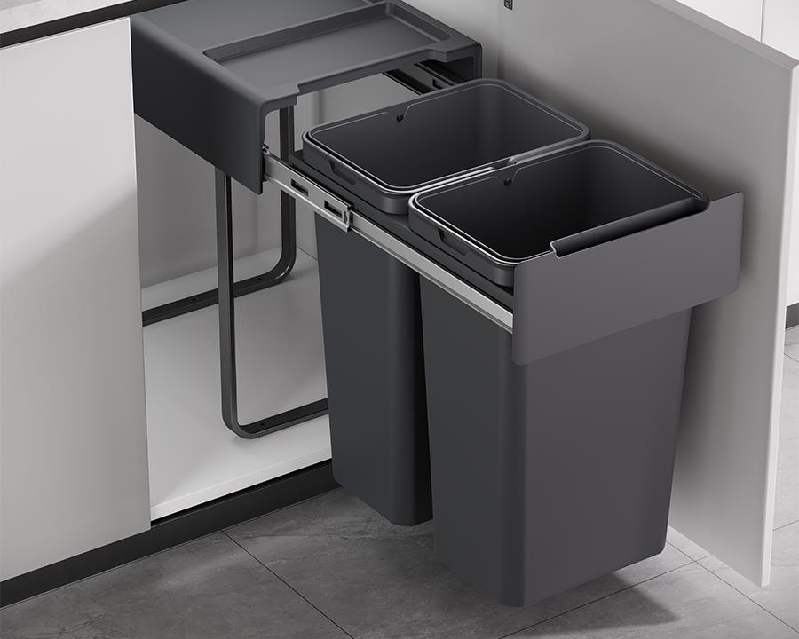 Kia Ora 52L OPTIO bins (2x26L) in Dark Grey K52