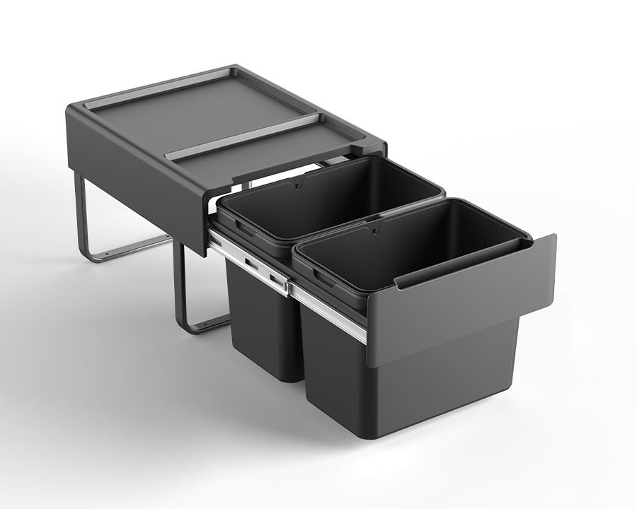 Kia Ora 38L OPTIO bins (2x19L) in Dark Grey K38