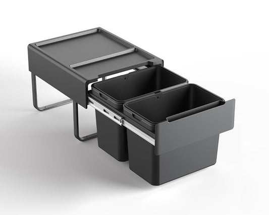 Kia Ora 38L OPTIO bins (2x19L) in Dark Grey K38