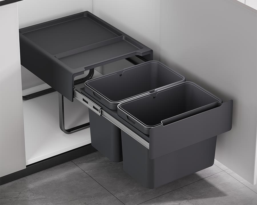 Kia Ora 38L OPTIO bins (2x19L) in Dark Grey K38