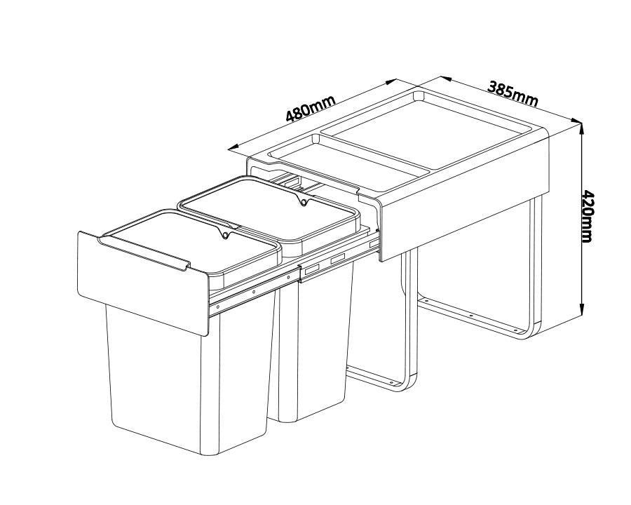 Kia Ora 50L OPTIO bins (2X25L) in Dark Grey K50