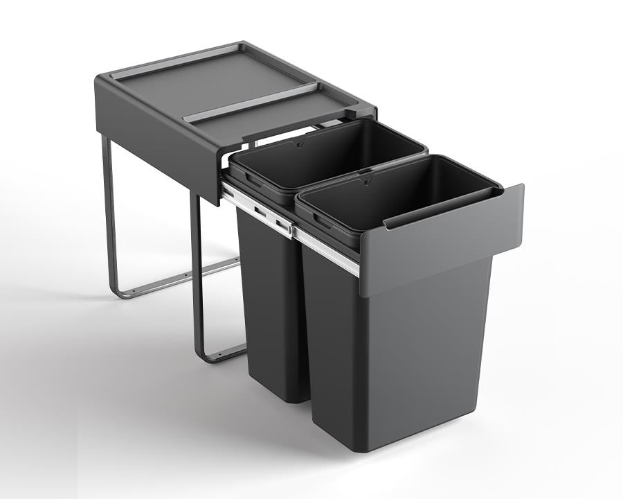 Kia Ora 60L OPTIO bins (2X30L) in Dark Grey K60