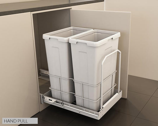 Kia Ora 70L (2x35L) Double Pull Out Kitchen Cupboard Bin Kitchen Bin in White with soft closing slides (W70B)