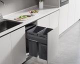 Kia Ora VITA 66L (2x33L) Kitchen Bin in Dark Grey. To suit 450mm cabinet K66450