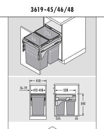Hailo Euro Cargo Double Pull Out Kitchen Cupboard Bin ST45