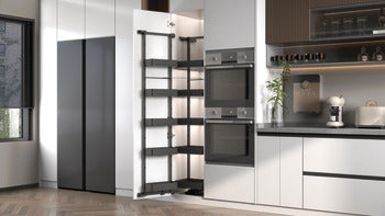 Pantry unit, Häfele Utensio Plus H2, cabinet width: 450 mm, with separate door shelf and height-adjustable shelves