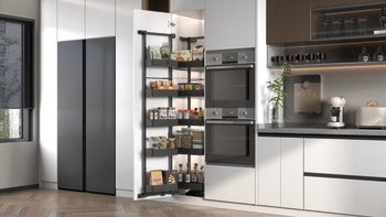 Pantry unit, Häfele Utensio Plus H2, cabinet width: 450 mm, with separate door shelf and height-adjustable shelves