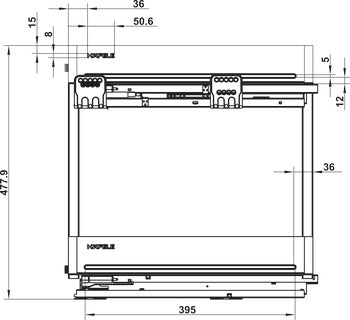 Base pull-out unit, For cabinet width 150 mm, Häfele Utensio Plus H2